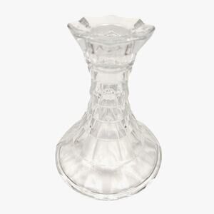 Vintage HOMCO USA Clear Crystal Glass Candle Holder Candlestick Lady Love 4"